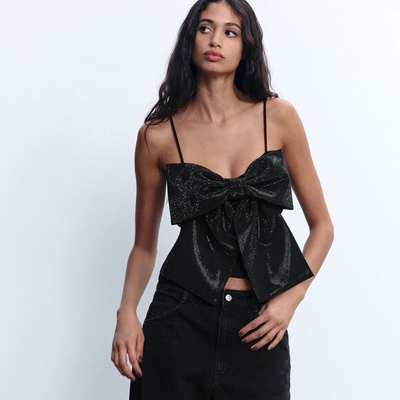 Zara rhinestone bow crop top - Picture 6 of 8